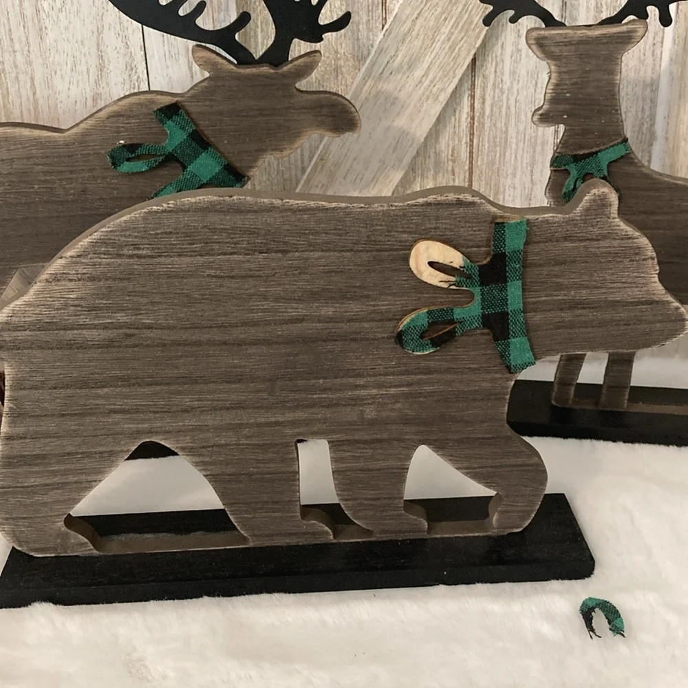 Target BP Christmas Wood Decor Bear, Deer and Reindeer
